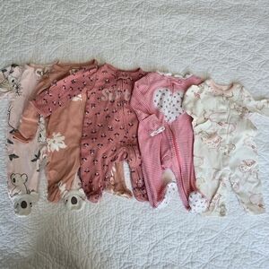 Carter's 5pc Girls Sleeper Footed Pajamas Footies Set